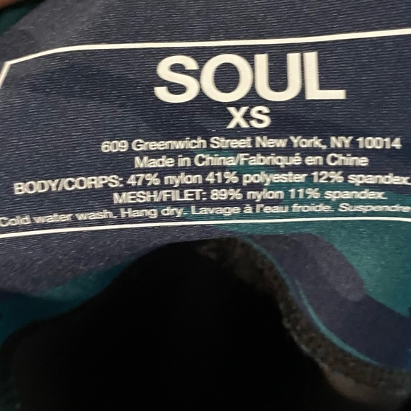Soul By SoulCycle Podium Camo Print Leggings Green Blue High Waist XS RARE - Picture 8 of 12